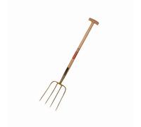 Fourche à fumier 4 dents, manche en T 85cm frêne, 31x23cm, laqué or