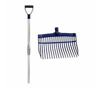 Fourche à fumier KS bleue avec alu. Manche télescopique dans un carton