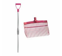 Fourche à fumier KS rose avec alu. Manche télescopique dans un carton