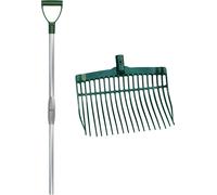 Fourche à fumier plastique vert avec alu. Acier dans une boîte