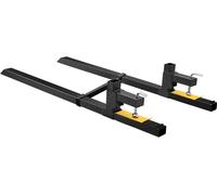 Fourche à palettes SucceBuy 1490 x 70 x 230 mm avec support de fourches, capacité de charge de 907 kg, longueur totale de 149 cm et largeur de fourches de 109,2 cm. Fourches réglables de 495 à 915 mm
