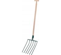 Fourche à pommes de terre - Fourche à bêcher - 6 dents - Tête métallique - Pour pommes de terre et betteraves rouges - Manche 140 cm - Robuste