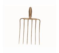 Fourche à silo 6 dents sans manche 35x29 cm Douille à ressort laquée or