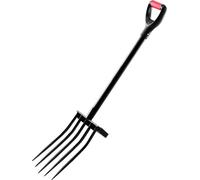 Fourche de jardin à 5 dents avec manche métallique, 104 cm, fourche à bêcher, poignée en Y, usage intensif