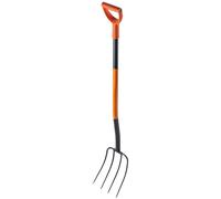 Fourche de jardin, en acier au carbone, longueur de 132 cm, poids de 1,8 kg, manche ergonomique, adaptée pour le compost et le foin