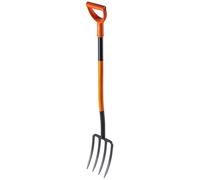 Fourche de jardin, en acier au carbone résistant, longueur 122 cm, adaptée au jardinage et aux travaux des champs, creuse et ameublit efficacement le sol, manche incurvé pour plus de confort