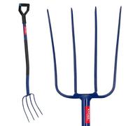 Fourche de jardin, structure métallique, longueur de 130 cm, manche ergonomique, dents longues, usage polyvalent