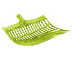 Fourche suédoise « Horizont » vert clair, en plastique robuste, 40 cm de large, 18 dents, fourche à foin pour chevaux, ferme et écurie, fourche à fumier sans manche, fourche à fumier, fourche à balles