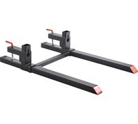 Fourches à palettes SucceBuy d'une capacité de 907 kg, tablier porte-fourches à pincer, longueur totale de 1090 mm, barre stabilisatrice réglable pour accessoires de tracteurs, godets de chargement et