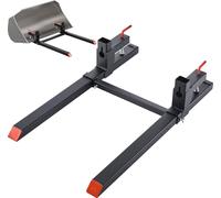 Fourches à palettes - Support de fourches à fixer pour chargeuse - Capacité de charge 907 kg - Longueur totale 1090 mm - Barre stabilisatrice réglable - Pour chargeurs frontaux de tracteurs et chargeu