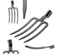 Fourches de Jardin KADAX en Acier Trempé, Tête 38x18cm, 4 Dents, Noires