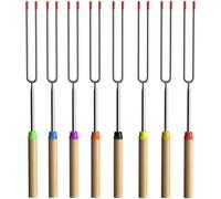 Fourchette à barbecue en acier inoxydable avec pochette de rangement - Extensible jusqu'à 80,5 cm - Brochette à shashlik / brochette à viande - 8 couleurs - Accessoire de barbecue pour guimauves