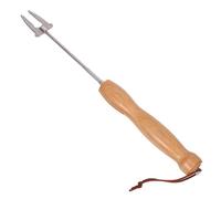 Fourchette à Griller avec Manche en Bois Télescopique en Acier Inoxydable | Paquet de Rangement Inclus, Cuisson à Distance Sûre, pour Campement, Fête Extérieure, Hot-dogs et Légumes