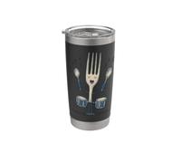 Fourchette à tambour cool avec cuillère pour les amateurs de couverts et de rock Gobelet isotherme en acier inoxydable double paroi