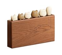 Fourchettes en acier inoxydable, couverts de 6 pièces, fourchette à fruits de 15 x 8 x 2,5 cm avec support en bois, outil d'apéritif en métal résistant, design de chat avec style poli, set de post
