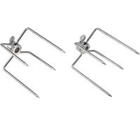 Fourchettes pour barbecue - Fourchettes pour brochettes en acier inoxydable - Pour griller la viande - Conception à quatre branches décalées - Lot de 2 - Couleur bois