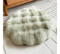 Fouriding Galettes de chaise rondes en fausse fourrure de lapin - Coussins de chaise en peluche douce pour chaise de bureau (vert, 45 cm)