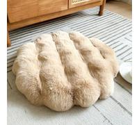 Fouriding Galettes de chaise rondes en fausse fourrure de lapin - Coussins de chaise en peluche douce pour chaise de bureau (kaki, 45 cm)