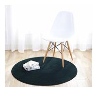 Fouriding Tapis Rond Couleur Pure Tapis de Sol Chambre Salon Salle de Bain Cuisine Enfant Moderne Antidérapant Décor Maison Vert Fonce