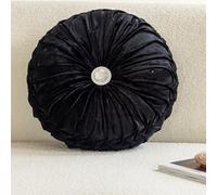Fouriding Velours glacé Oreiller de Roue 35cm,Oreiller Citrouille Coussin de Roue Coussin de Sol Rond pour Salon Canapé Lit Chaise Sol Coussin de Voiture Décoration de la Maison (Noir)