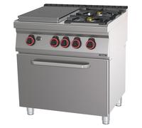 Fourneau Gaz 2 Feux + 1 Plaque Coup De Feu Avec Four électrique Gn 2/1 Hp 80 - Casselin