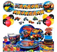Fournitures de Fête Monster Truck, Décorations D'anniversaire et de Vaisselle Monster Truck. Fournitures de Fête Blaze pour Garçons
