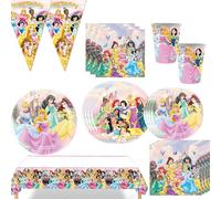 Fournitures de fête princesse, ensemble de vaisselle jetable d'anniversaire, nappe, assiettes en papier, serviettes pour enfants filles, fournitures d'anniversaire 1pc cake topper