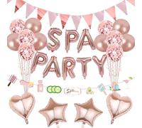Fournitures de fête spa pour filles - Bannière de ballons de fête spa or rose et fanions triangulaires, décoration de fête d'anniversaire pour filles