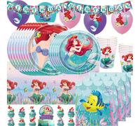 Fournitures de ixsur le Thème de la Petite Sirène, Princesse Ariel, Serviettes en Papier, Assiettes, Gobelets, Ballons, Décoration de ixd'Anniversaire pour Enfant Fille, Cadeau 10pcs gift bag