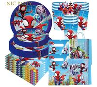Fournitures pour fête d'anniversaire Spidey et ses amis extraordinaires, nappe Spiderman, assiette, gobelet, décoration de fête d'anniversaire pour enfants, baby shower 6pcs blower