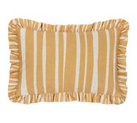 fourrer. Housse de Coussin à Volants Rayures Carmon - Lin/Ocre - 40x60cm