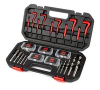 FOURROBBER 131 Pièces Kit de réparation de filetage,131 Pcs Kit Filet Insertion de Fil Foret Gaines Métrique Helicoil inserts M5, M6, M8, M10, M12 Outils de filetage, manchon fileté