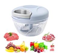 Fousenuk Mini Hachoir Manuel Cuisine, 500 ml Coupe Oignon Manuel (Bleu) | Mixeur Manuel avec 3 Lames en Acier Inoxydable, Decoupe Oignon Manuel avec Cordon de Tirage, Hacheur Legume, Eminceur Oignon