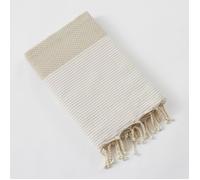Fouta avec Franges 100 x 200 cm - 100% Coton Tissé Teint Marin Ficelle