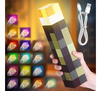Fouvin Lampe Torche Murale, Lumière Nocturne Murale avec 16 Couleurs, Lampe de Nuit LED USB Rechargeable, Torche LED pour Enfants pour Support Mural ou à Main, Jouet Éclairage Cadeau, 28 cm