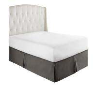 FOVAOK - Cache-sommier doux et confortable avec plis sur mesure - 38,1 cm de haut, résistant aux rides et à la décoloration - Tissu sans plateforme (Gris foncé, 180 x 200 x 35 cm)