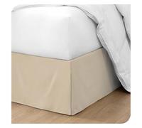 FOVAOK Cache-sommier plissé ajusté doux et confortable avec tissu infroissable et résistant à la décoloration - Literie de 38,1 cm de haut (sans plateforme) (beige, 160 x 200 x 55 cm)