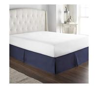 FOVAOK Cache-sommier plissé doux et confortable avec tissu infroissable et résistant à la décoloration - Literie de 38,1 cm de haut (sans plateforme) (bleu marine, 140 x 200 x 35 cm)