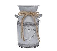 Fovasen Vase à Fleurs en métal Style Shabby Chic Rustique Vintage Gris pour Fleurs avec Forme d'amour conçu pour Salon, Mariage, Jardin, Bureau, décoration de Noël - 19,1 cm de Hauteur