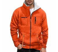 Foweknow Veste de travail pour homme d'hiver doublée - Veste cargo surdimensionnée - Veste polaire thermique à capuche avec fermeture éclair - Veste de transition décontractée et confortable - Coupe