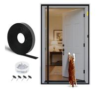 fowong Moustiquaire en Fibre de Verre pour Porte 100 x 220 cm, Fermeture Magnétique Automatique à Gauche/Droite - Moustiquaire pour Porte de Balcon, Salon, Terrasse, Montage Facile avec Ruban Ve/cro