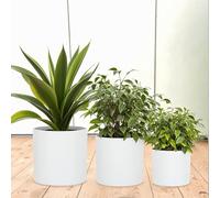 Fox&Fern Lot de Pots de Fleurs, Grands, avec évacuation de l'eau, pour Plantes d'intérieur, diamètre : 30 cm, Blancs, Taille S/M/L