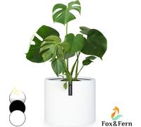 Blumfeldt Jardinière Fox & Fern – fibre de pierre 46 cm blanc mat, intérieur/extérieur, drainage