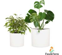 Fox & Fern Pot de Fleur Interieur et Extérieur, Jardinieres Exterieur, Pot Plante Résistant UV et Gel avec Bouchon de Drainage, Fiberstone, Jardiniere, Pot de Fleur Exterieur Grande Taille, Lot de 2