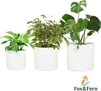 Fox & Fern Pot de Fleur Interieur et Extérieur, Jardinieres Exterieur, Pot Plante Résistant UV et Gel avec Bouchon de Drainage, Fiberstone, Jardiniere, Pot de Fleur Exterieur Grande Taille, Lot de 3
