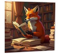 Fox Reading a Book Carte d'anniversaire Motif renards 147 mm x 147 mm