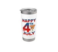 Fox Terrier Dog American Flag Glasses Happy 4th Of July Gobelet isotherme en acier inoxydable double paroi