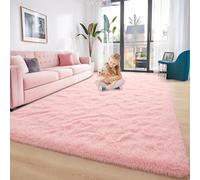 Foxmas Grand tapis pelucheux à poils longs pour salon, chambre à coucher, chambre d'enfant, chambre d'enfant, chambre d'enfant, dortoir, décoration d'intérieur, rose