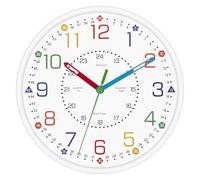 Foxtop Horloge Murale Enfant 20cm Silencieuse Colorée Apprentissage 12/24H