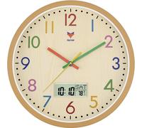 Foxtop Horloge murale radio pour enfants, style, horloge pour enfants, horloge colorée pour garçons et filles, chambre d'enfant, chambre à coucher, cuisine, salon, école, 30 cm
